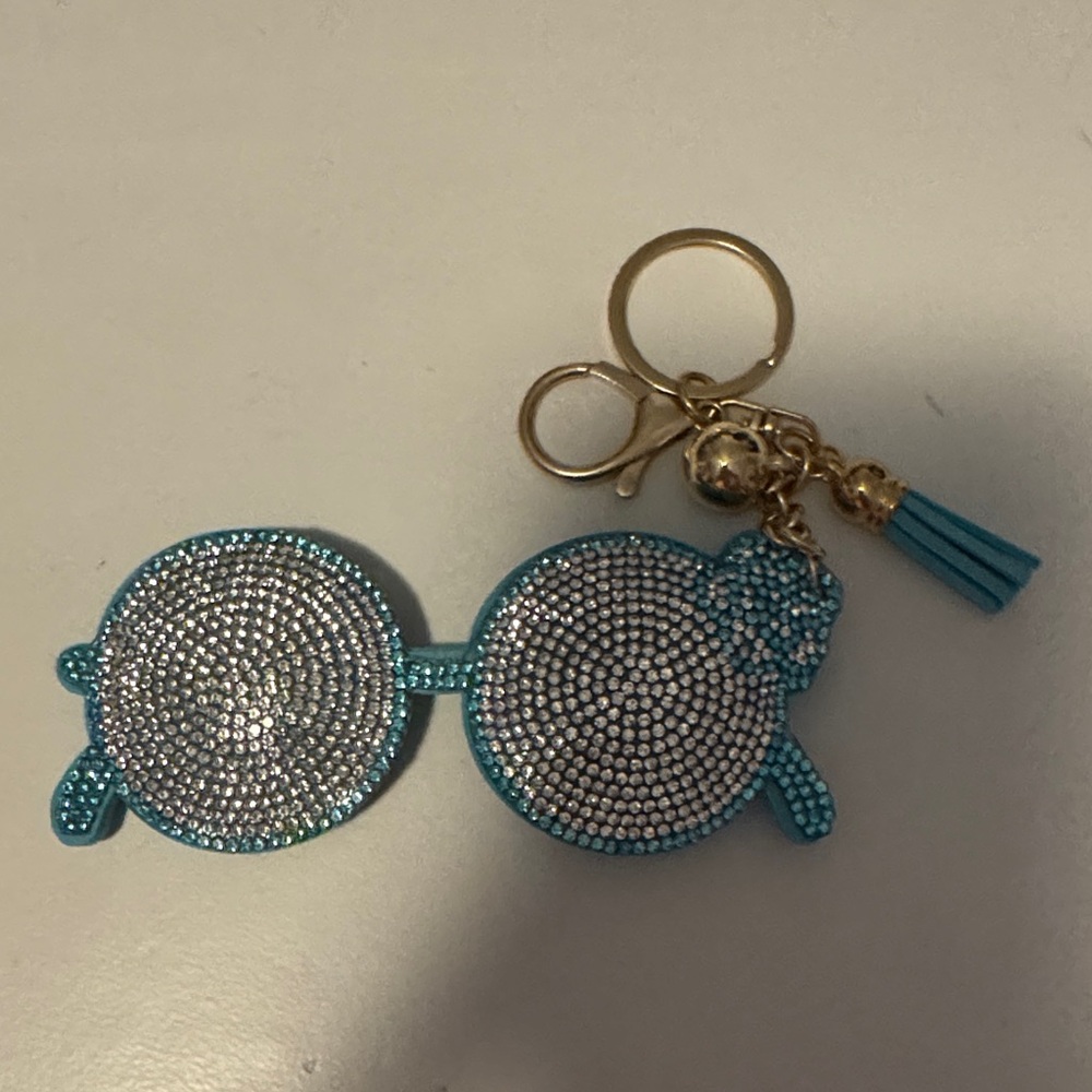 Tiffany Blue and Gold Round Eyeglass Keychain
